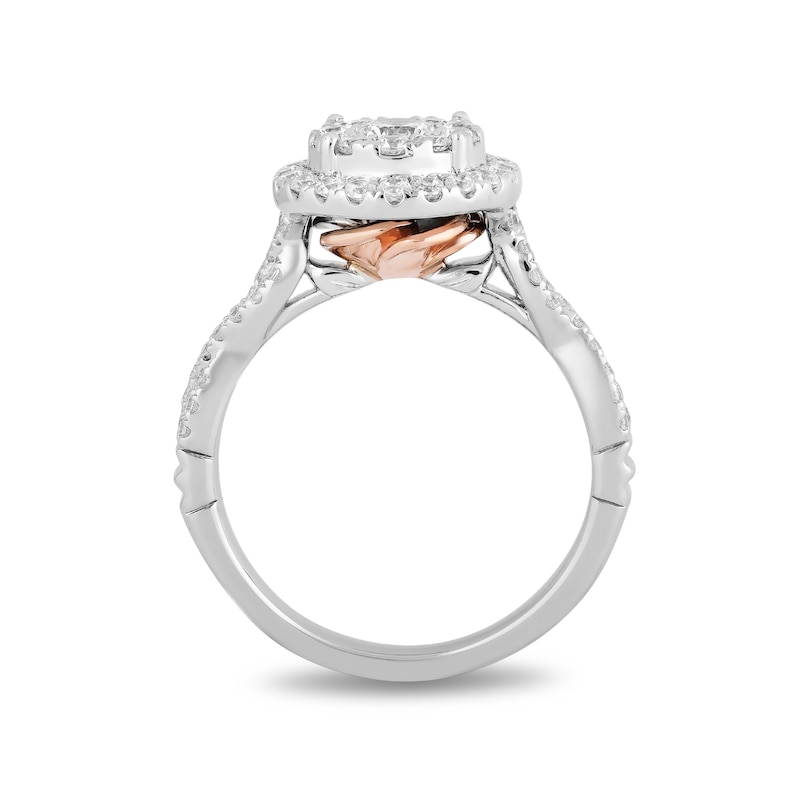 Enchanted Disney Belle 0.95 CT. T.W. Diamond Double Frame Engagement Ring in 14K White Gold
