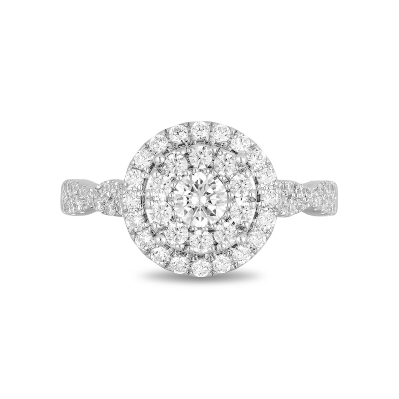 Enchanted Disney Belle 0.95 CT. T.W. Diamond Double Frame Engagement Ring in 14K White Gold