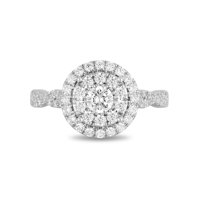 Enchanted Disney Belle 0.95 CT. T.W. Diamond Double Frame Engagement Ring in 14K White Gold