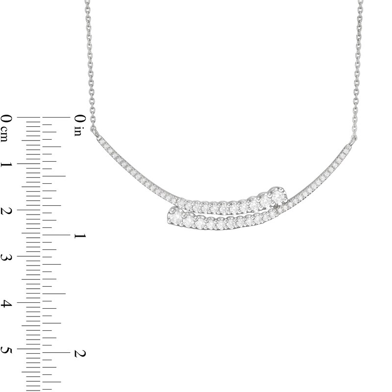 Main Image 2 of Marilyn Monroe™ Collection 0.95 CT. T.W. Journey Diamond Bypass Double Curved Line Necklace in 10K White Gold - 15.5"