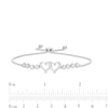 White Lab-Created Sapphire Double Hearts Bolo Bracelet in Sterling Silver - 9.0"