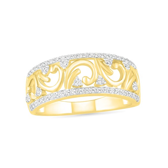 0.29 CT. T.W. Diamond Open Curlicue Ring in 10K Gold