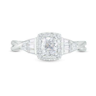 Vera Wang Love Collection 0.69 CT. T.W. Cushion-Cut Diamond Frame Engagement Ring in 14K White Gold