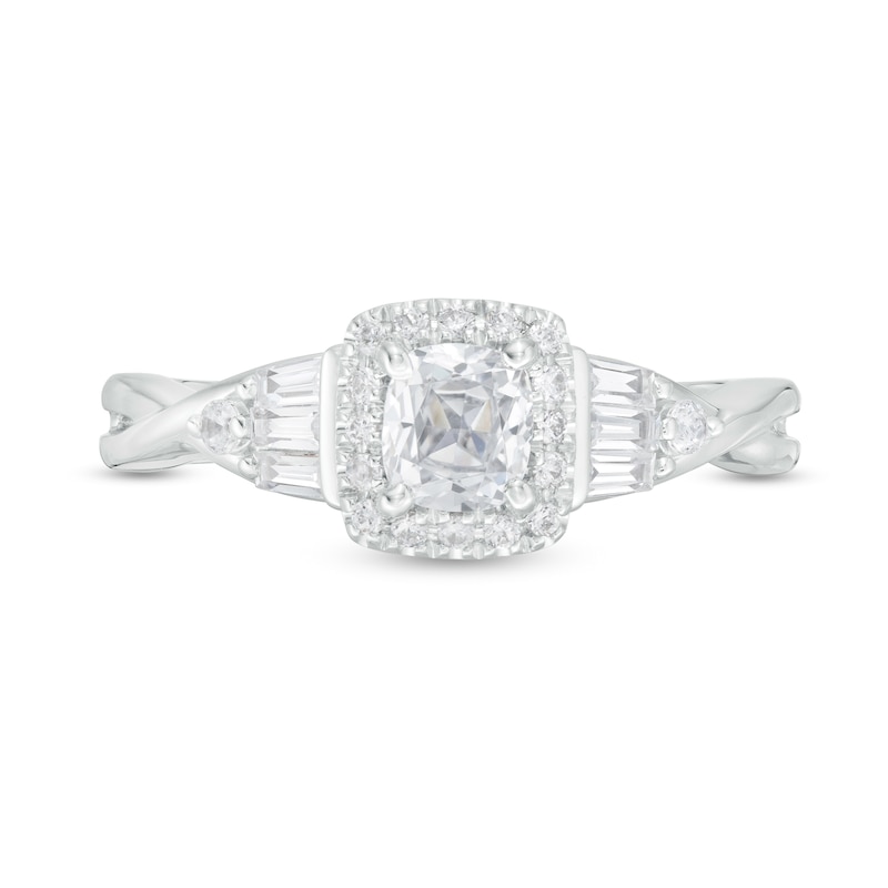 Main Image 4 of Vera Wang Love Collection 0.69 CT. T.W. Cushion-Cut Diamond Frame Engagement Ring in 14K White Gold