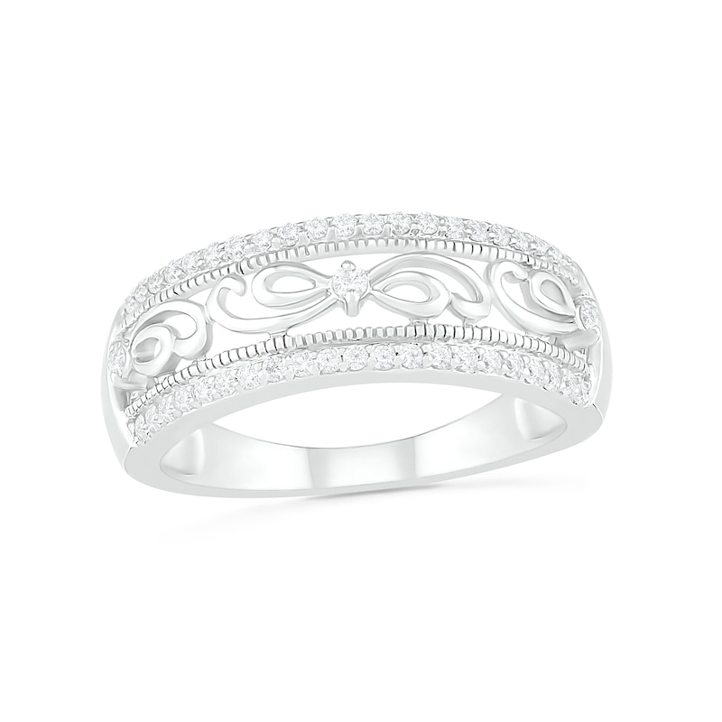 0.23 CT. T.W. Diamond Edge Vintage-Style Ring in 10K White Gold
