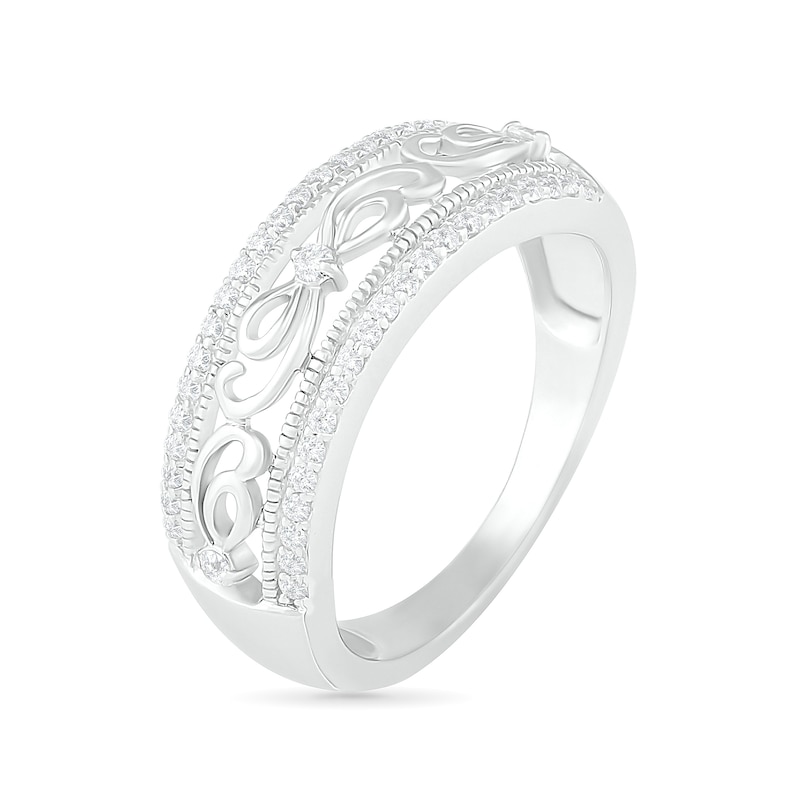 0.23 CT. T.W. Diamond Edge Vintage-Style Ring in 10K White Gold