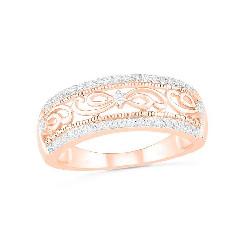 0.23 CT. T.W. Diamond Edge Vintage-Style Ring in 10K Rose Gold