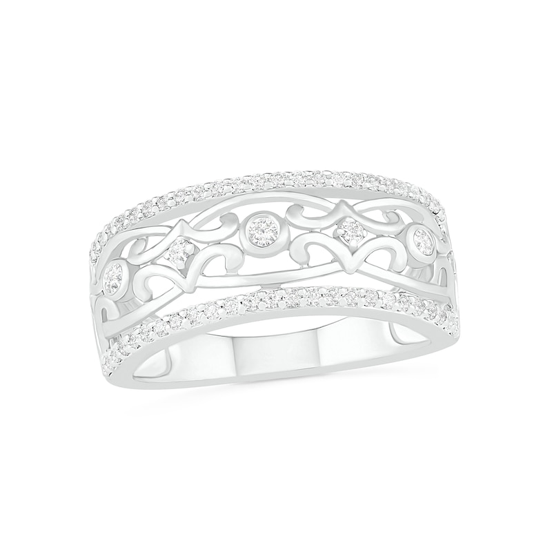 Main Image 1 of 0.29 CT. T.W. Diamond Ornate Ring in 10K White Gold