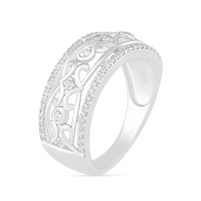 Main Image 2 of 0.29 CT. T.W. Diamond Ornate Ring in 10K White Gold