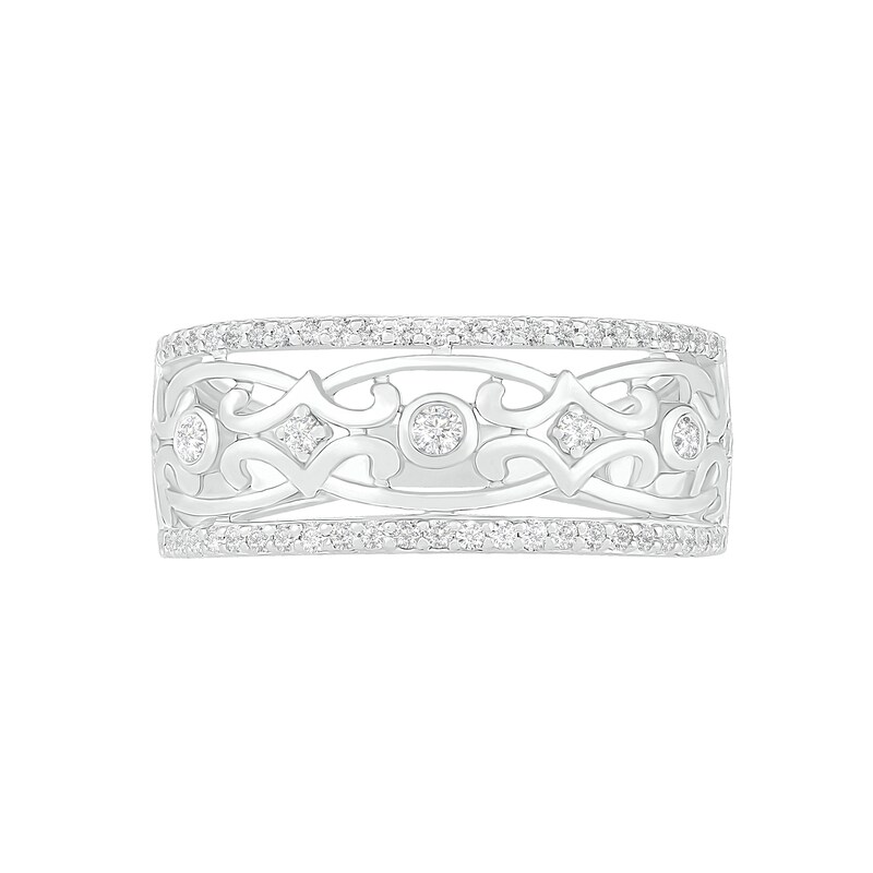 Main Image 3 of 0.29 CT. T.W. Diamond Ornate Ring in 10K White Gold