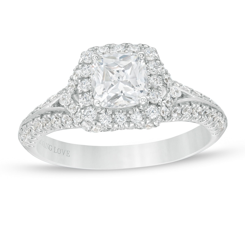 Vera Wang Love Collection 1.23 CT. T.W. Cushion-Cut Diamond Frame Engagement Ring in 14K White Gold