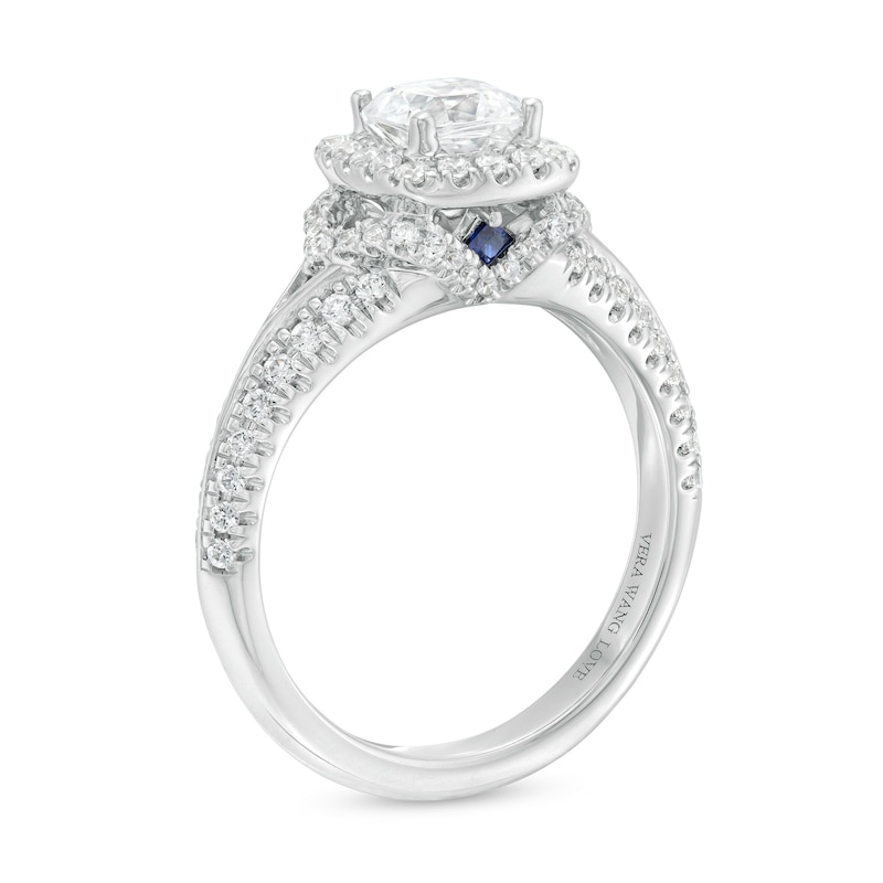 Main Image 3 of Vera Wang Love Collection 1.23 CT. T.W. Cushion-Cut Diamond Frame Engagement Ring in 14K White Gold