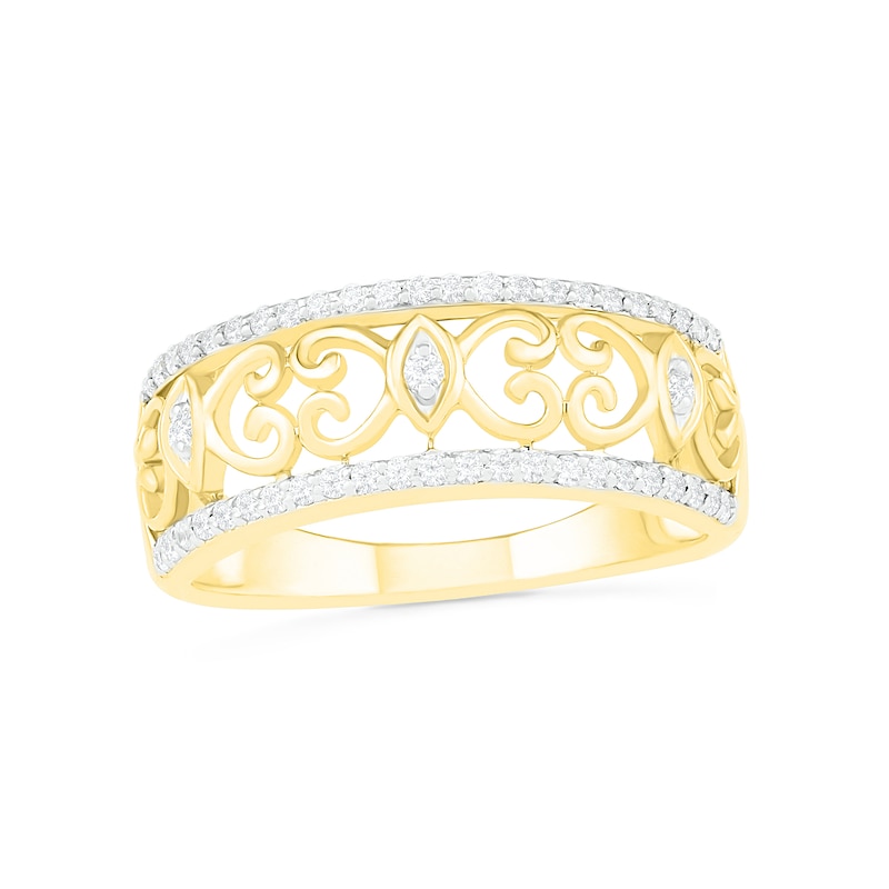 0.23 CT. T.W. Diamond Ornate Scrollwork Ring in 10K Gold