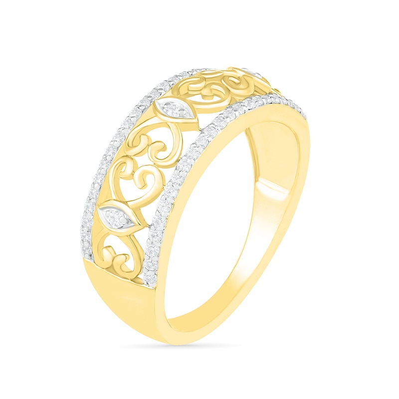 0.23 CT. T.W. Diamond Ornate Scrollwork Ring in 10K Gold