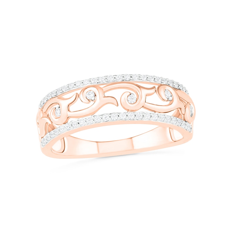 0.23 CT. T.W. Diamond Vine Ring in 10K Rose Gold