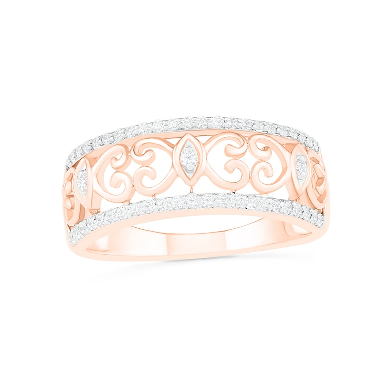 0.23 CT. T.W. Diamond Open Scrollwork Ring in 10K Rose Gold|Peoples Jewellers