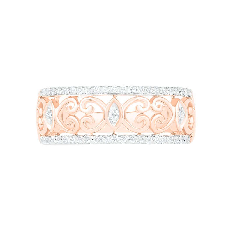 Main Image 3 of 0.23 CT. T.W. Diamond Open Scrollwork Ring in 10K Rose Gold