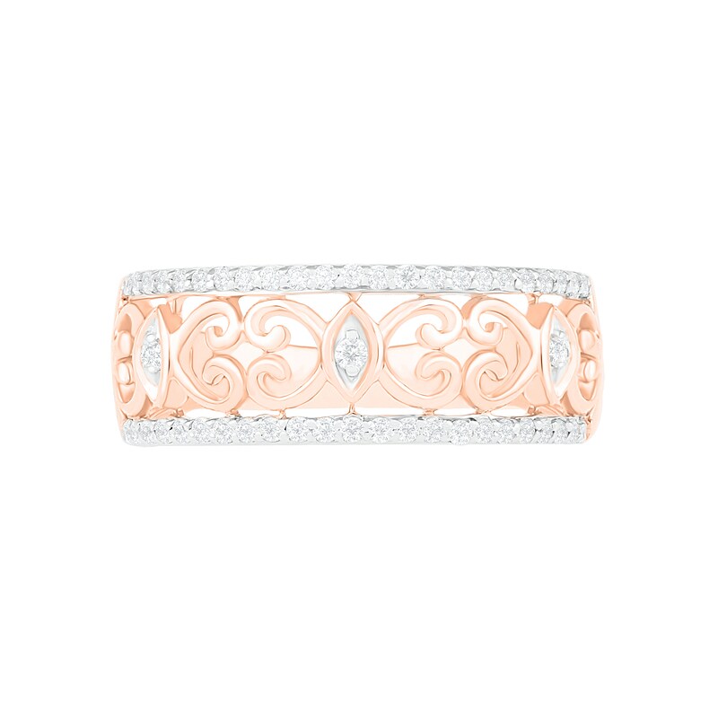 0.23 CT. T.W. Diamond Open Scrollwork Ring in 10K Rose Gold