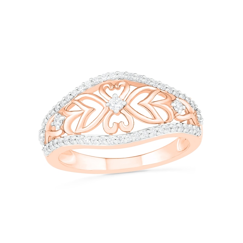 0.29 CT. T.W. Diamond Ornate Flower Ring in 10K Rose Gold|Peoples Jewellers