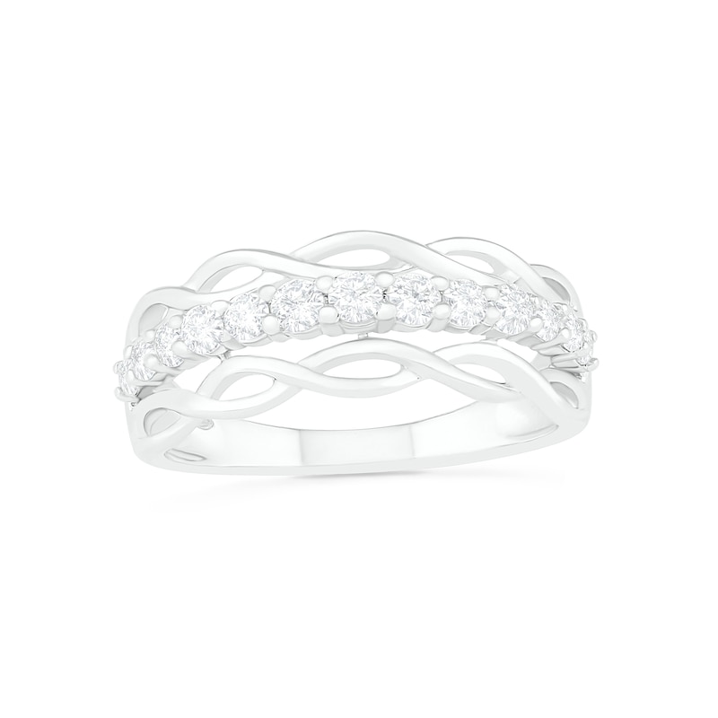 0.45 CT. T.W. Diamond Scallop Shank Ring in 10K White Gold