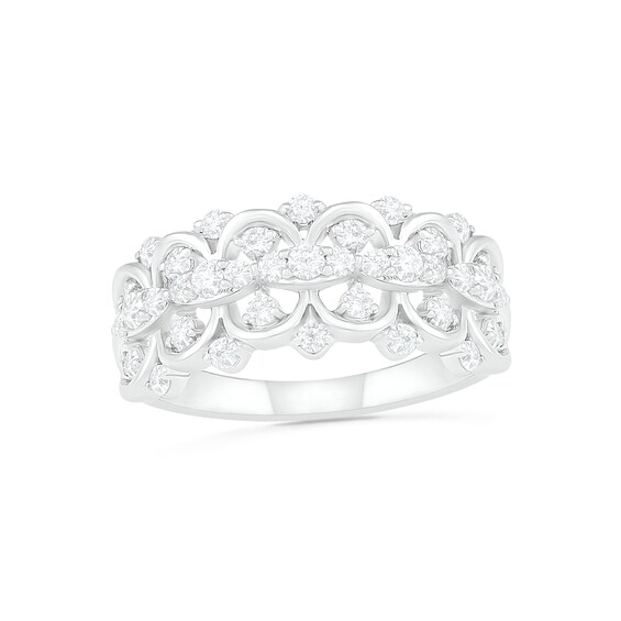 0.69 CT. T.W. Diamond Scallop Shank Ring in 10K Gold