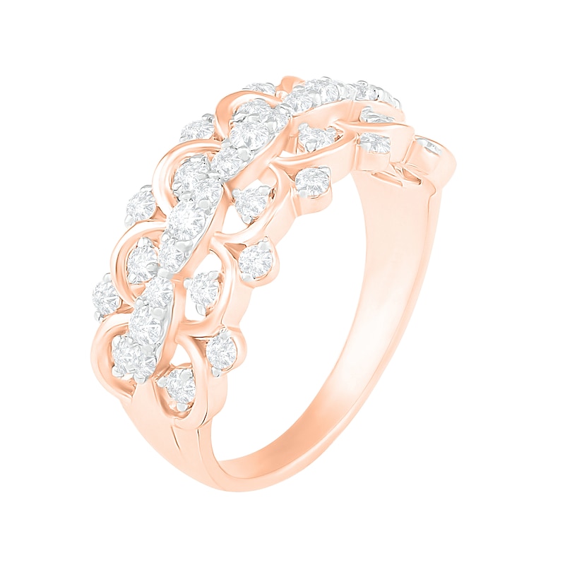 0.69 CT. T.W. Diamond Scallop Shank Ring in 10K Rose Gold