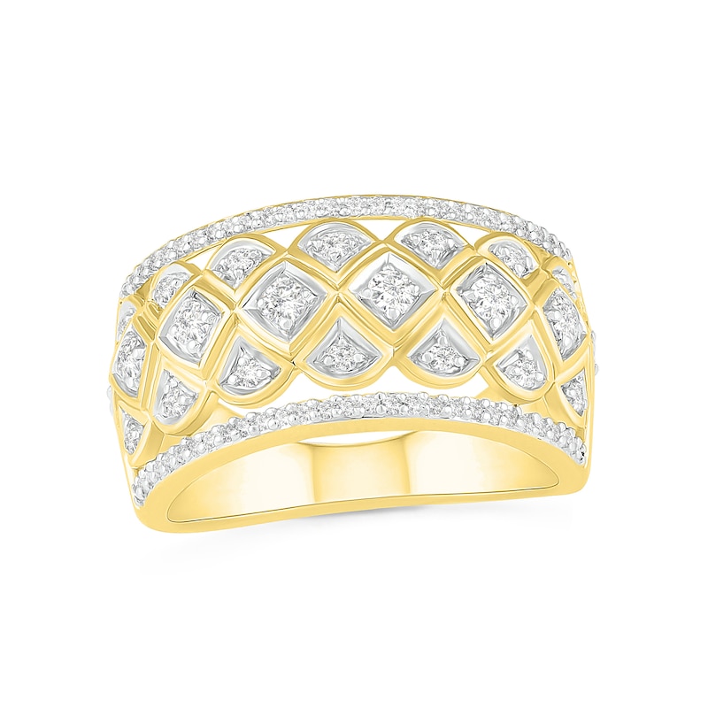 Main Image 1 of 0.45 CT. T.W. Diamond Ornate Quilt Ring in 10K Gold