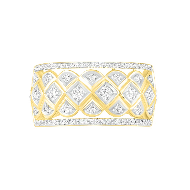 Main Image 3 of 0.45 CT. T.W. Diamond Ornate Quilt Ring in 10K Gold