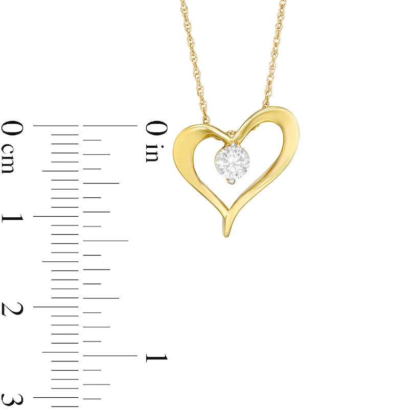 0.18 CT. Diamond Solitaire Heart Outline Pendant in 10K Gold