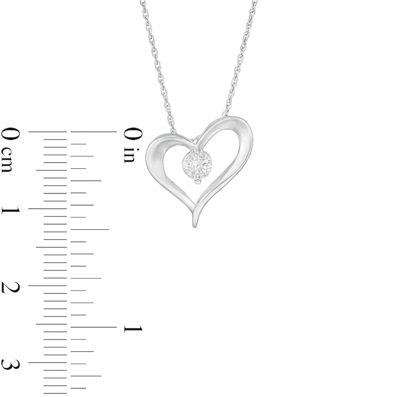0.18 CT. Diamond Solitaire Heart Outline Pendant in 10K White Gold