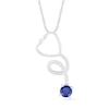 Thumbnail Image 0 of 3.0mm Lab-Created Blue and White Sapphire Tilted Loop Stethoscope Pendant in Sterling Silver