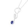 Thumbnail Image 1 of 3.0mm Lab-Created Blue and White Sapphire Tilted Loop Stethoscope Pendant in Sterling Silver