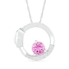 Thumbnail Image 0 of 5.0mm Lab-Created Pink and White Sapphire Open Circle with Nurse Cap Pendant in Sterling Silver