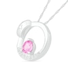 Thumbnail Image 1 of 5.0mm Lab-Created Pink and White Sapphire Open Circle with Nurse Cap Pendant in Sterling Silver