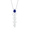 Thumbnail Image 1 of 4.0mm Lab-Created Blue and White Sapphire Caduceus Pendant in Sterling Silver
