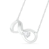 Thumbnail Image 1 of Pear-Shaped Lab-Created White Sapphire and 0.04 CT. T.W. Diamond Winged Infinity Necklace in Sterling Silver