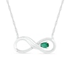 Thumbnail Image 1 of Pear-Shaped Lab-Created Emerald and 0.04 CT. T.W. Diamond Winged Infinity Necklace in Sterling Silver