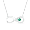 Thumbnail Image 0 of Pear-Shaped Lab-Created Emerald and 0.04 CT. T.W. Diamond Winged Infinity Necklace in Sterling Silver