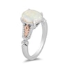 Thumbnail Image 2 of Enchanted Disney Elsa Oval Opal and 0.085 CT. T.W. Diamond Ring in Sterling Silver and 10K Rose Gold