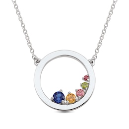 Mother's Journey Birthstone Circle Necklace (5 Stones)