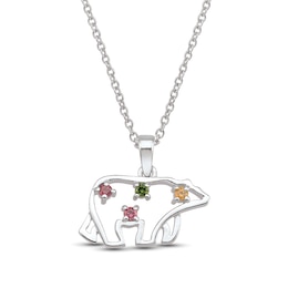 Mother's Birthstone Polar Bear Pendant (3-5 Stones)
