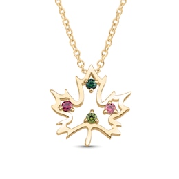 Mother's Birthstone Maple Leaf Pendant (4 Stones)
