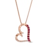 Thumbnail Image 0 of Ruby and Diamond Accent Tilted Loop Heart Outline Pendant in 10K Rose Gold