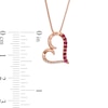 Thumbnail Image 2 of Ruby and Diamond Accent Tilted Loop Heart Outline Pendant in 10K Rose Gold