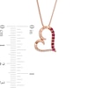 Ruby and Diamond Accent Tilted Loop Heart Outline Pendant in 10K Rose Gold