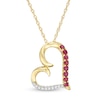 Thumbnail Image 0 of Ruby and Diamond Accent Tilted Loop Heart Outline Pendant in 10K Gold