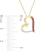 Thumbnail Image 2 of Ruby and Diamond Accent Tilted Loop Heart Outline Pendant in 10K Gold