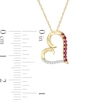 Ruby and Diamond Accent Tilted Loop Heart Outline Pendant in 10K Gold