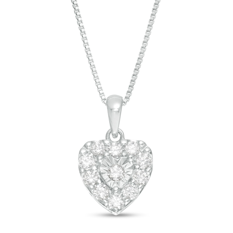 Main Image 1 of 0.50 CT. T.W. Diamond Heart Pendant in Sterling Silver