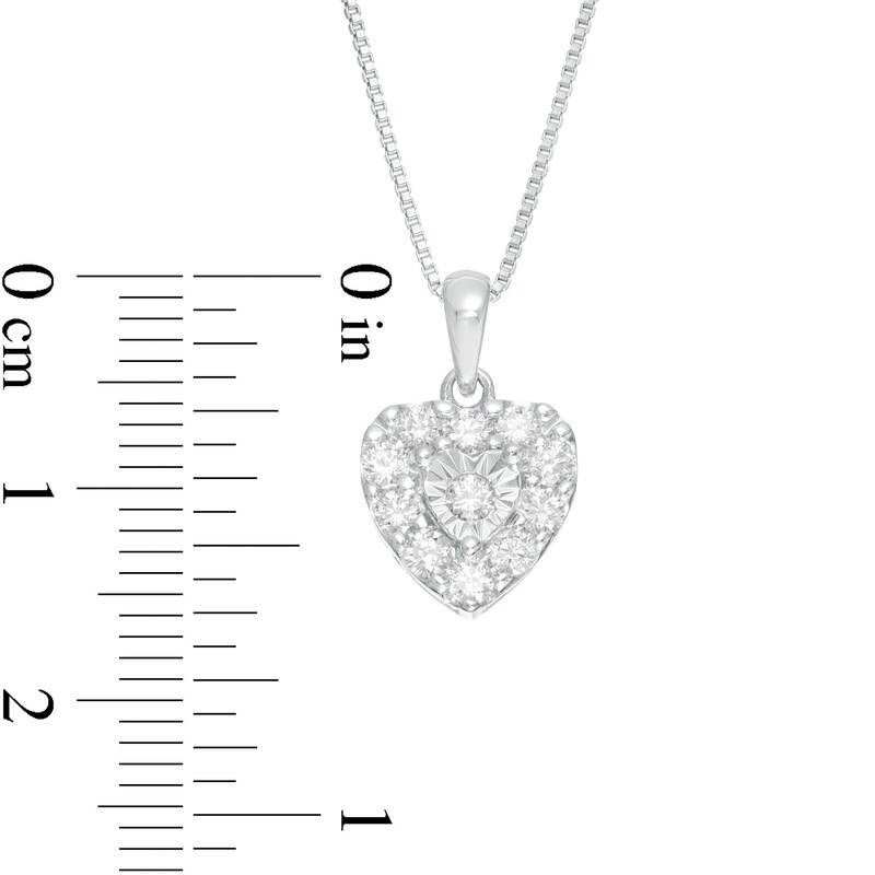 Main Image 3 of 0.50 CT. T.W. Diamond Heart Pendant in Sterling Silver